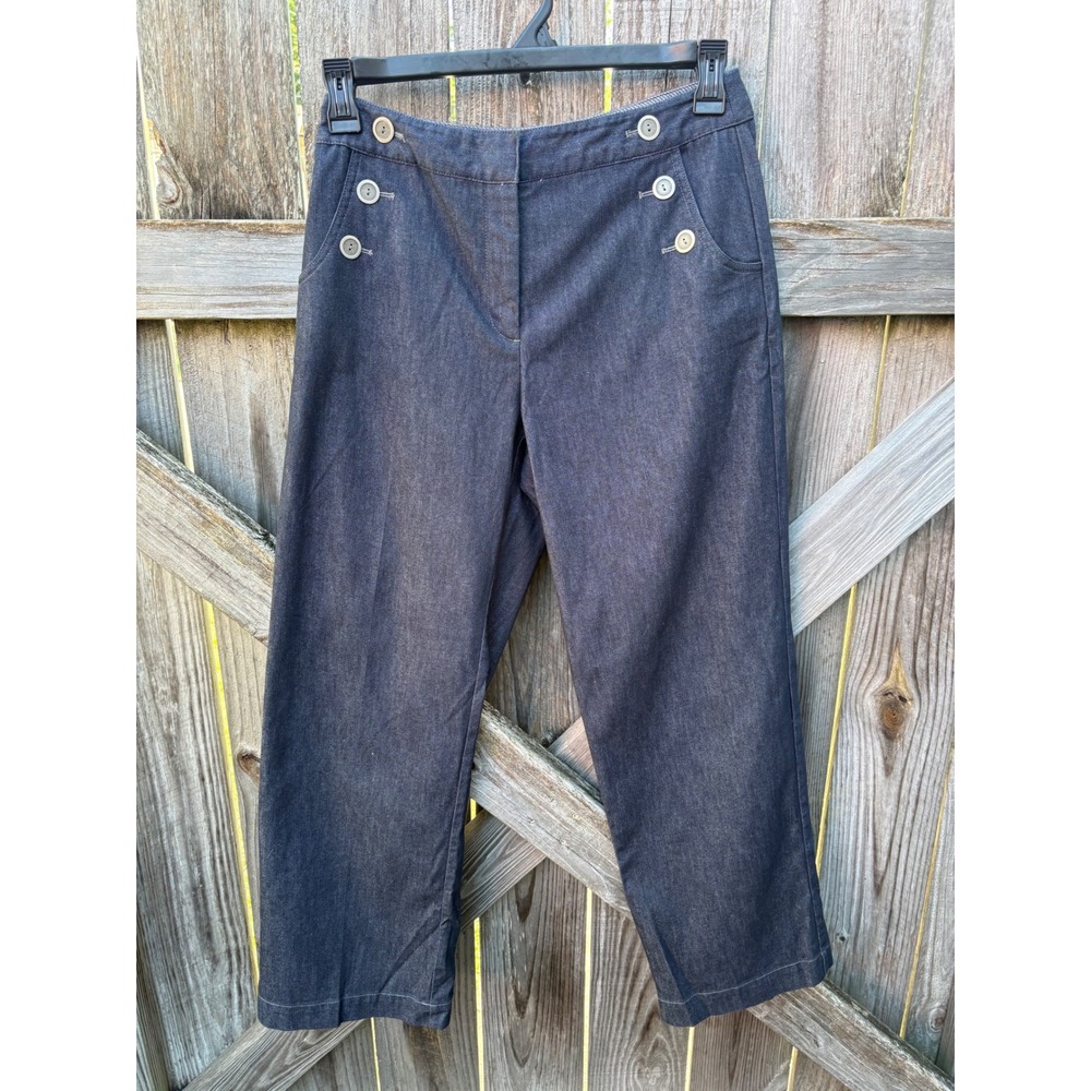 Briggs New York Petite Blue Sailor Pants Dark Wash Wide Leg Trouser 8P 5041E01BR